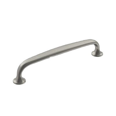 Satin nickel cabinet pull with 5-1/16 inch center-to-center spacing for hardware and furniture accessories collections