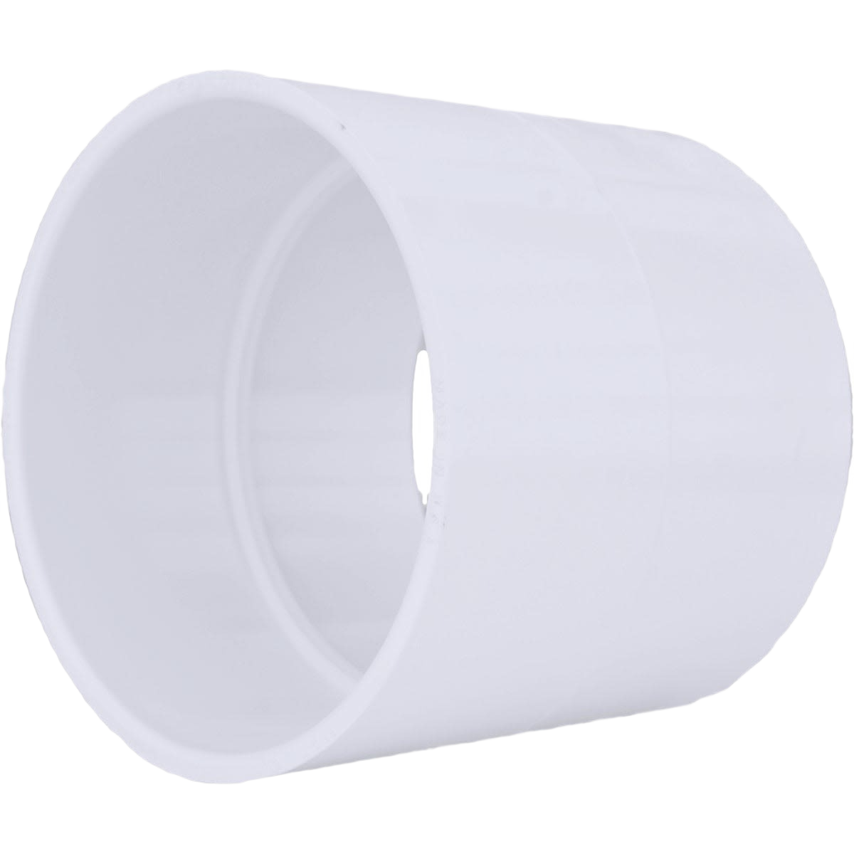 White PVC plumbing coupling hub fitting designed for secure pipe connections in pipes and fittings collections under $50