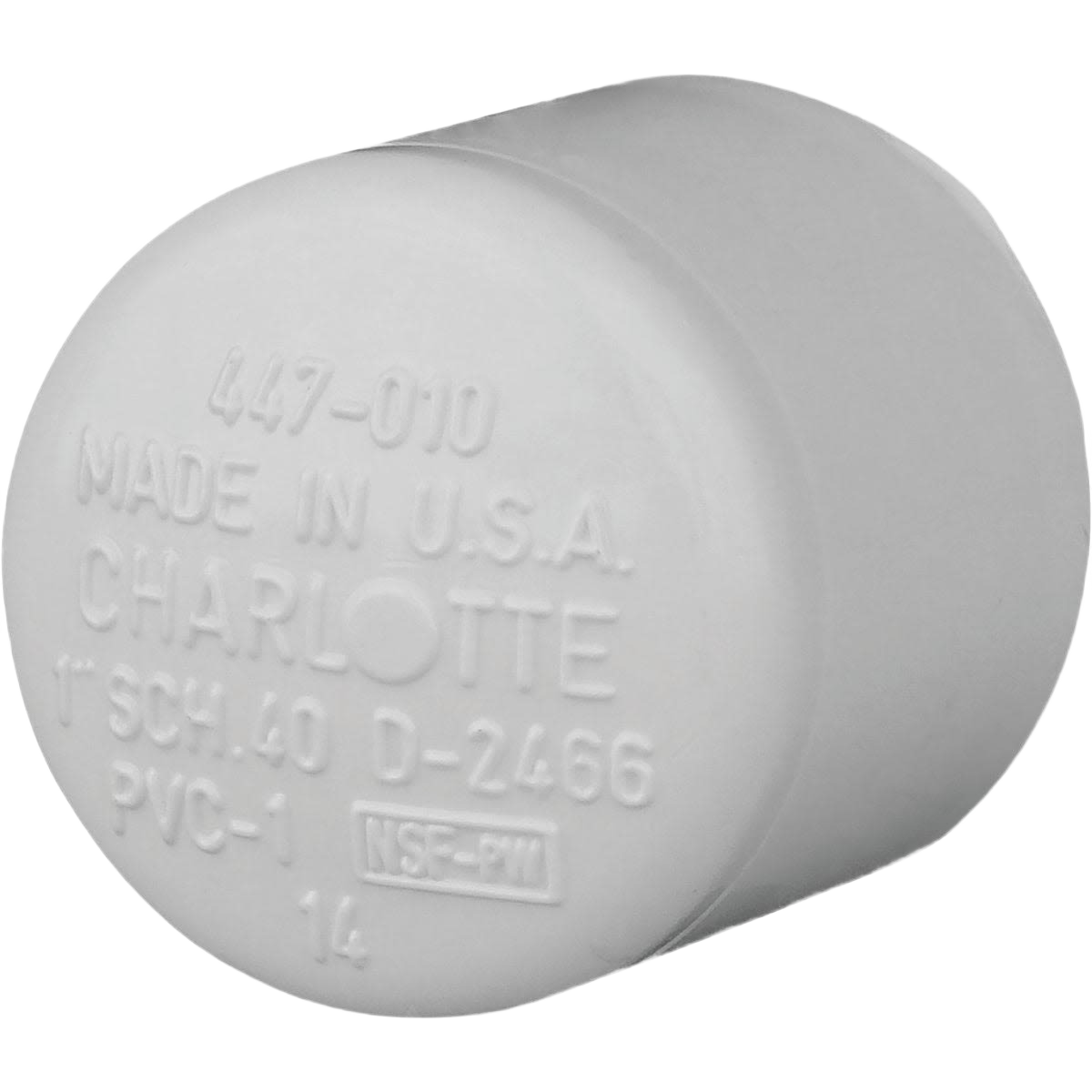 White PVC pressure cap fitting for 1 inch Schedule 40 pipe in plumbing and home improvement collections