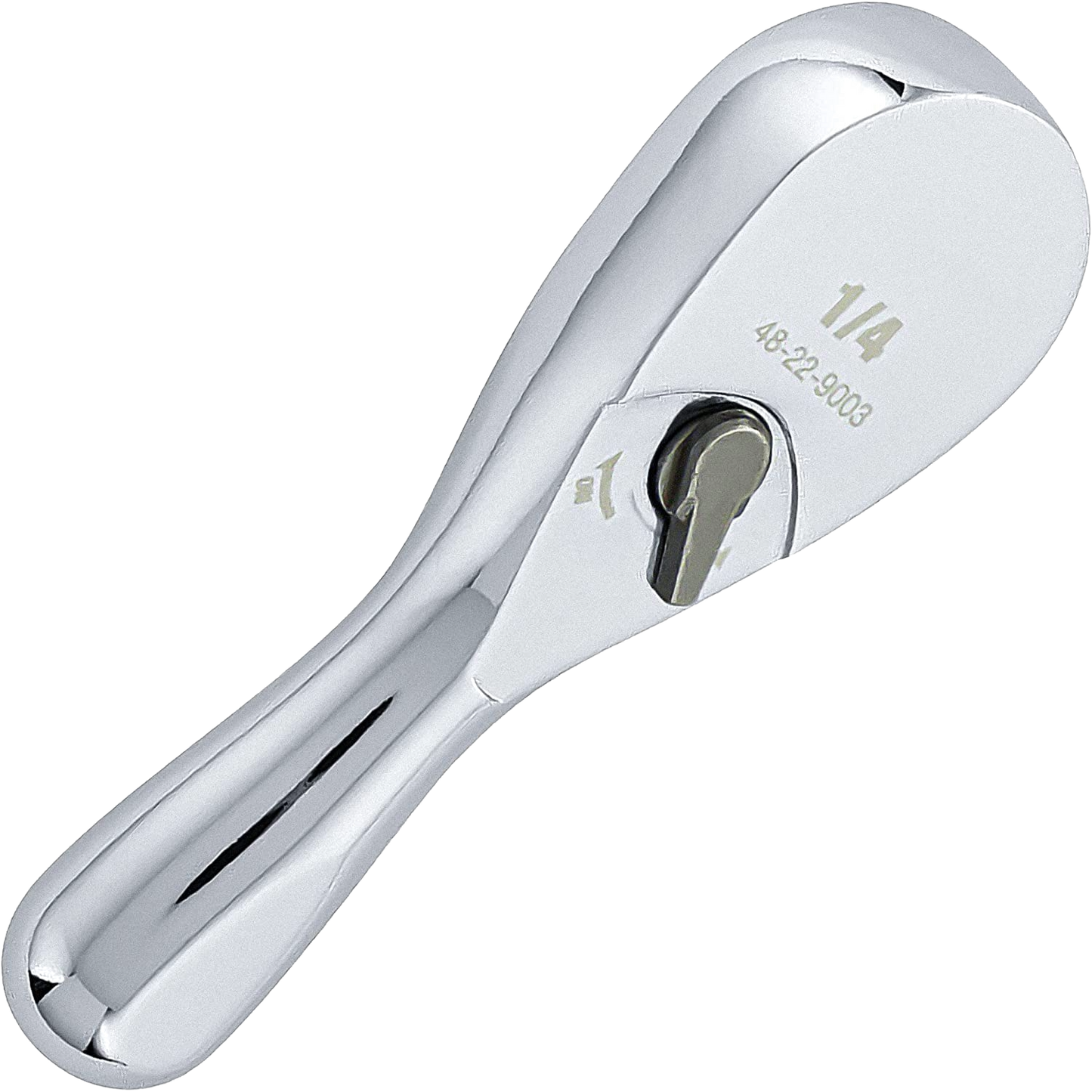 Compact polished metal ratchet with 4° arc swing for tight spaces in hand tools and woodworking collections under $50
