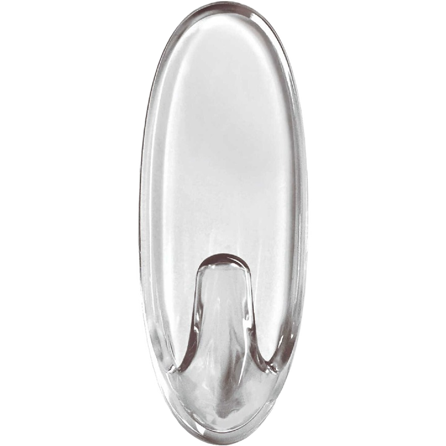 Clear medium adhesive hook designed for damage-free hanging on multiple surfaces in hardware and fasteners collections