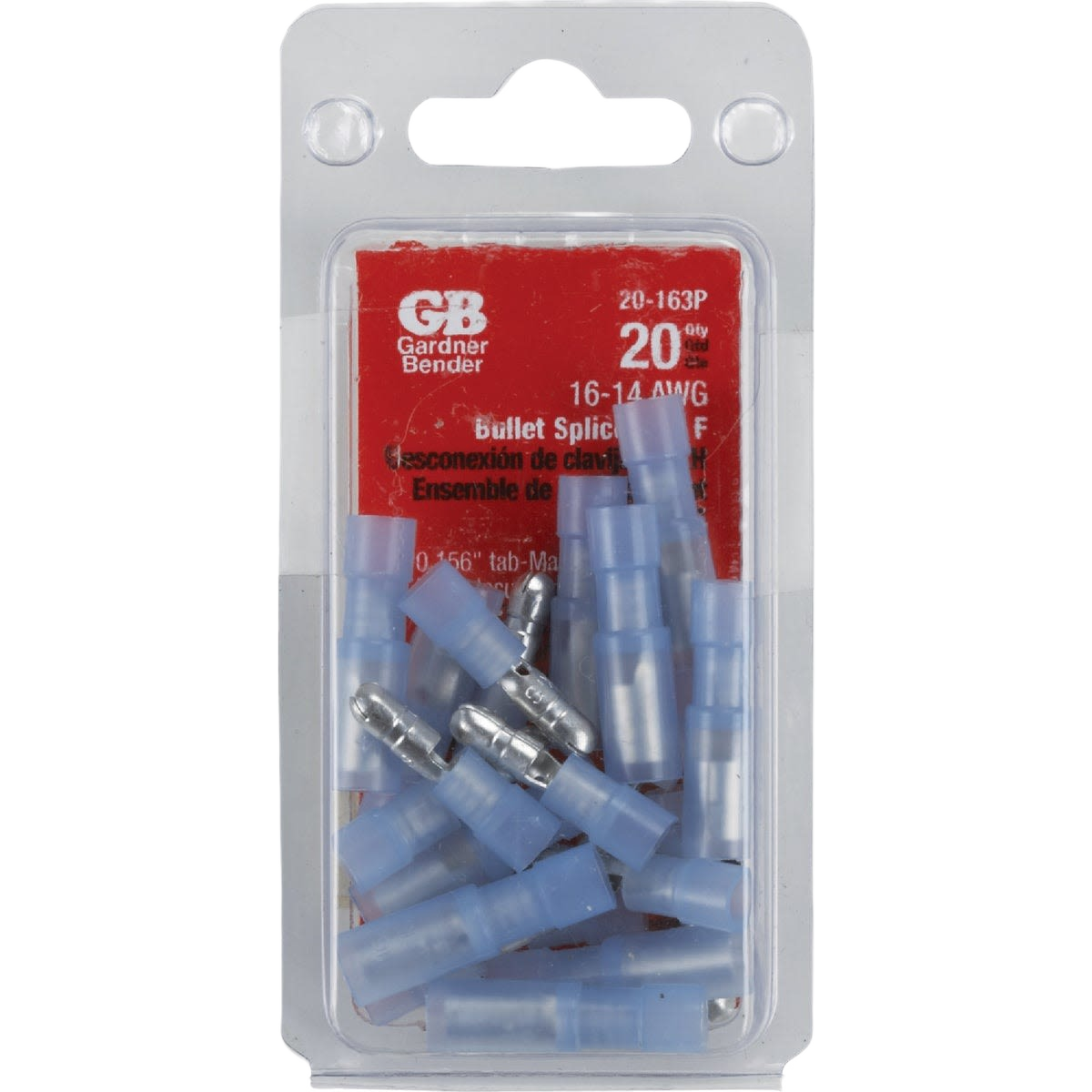 Clear plastic pack of fully-insulated male and female bullet connectors for electrical use in home improvement projects
