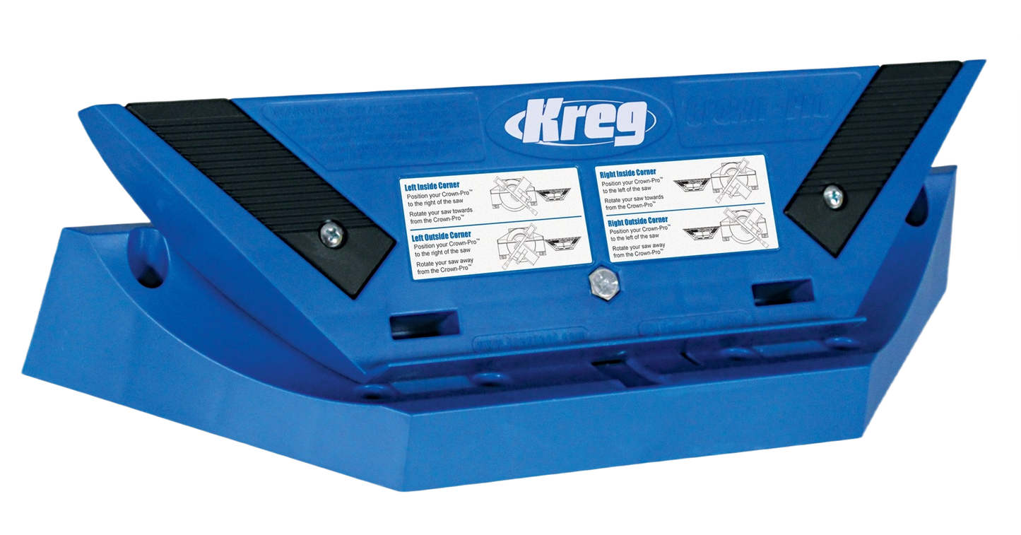 Blue Kreg Crown-Pro tool accessory for precise crown molding installation in saw and power tool collections