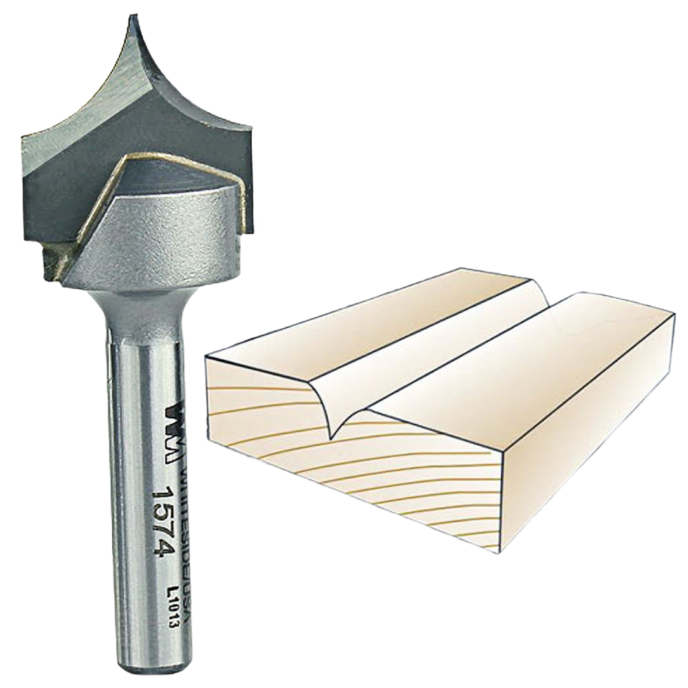 Carbide point cutting roundover router bit for detailed woodworking in tool accessories and power tool collections
