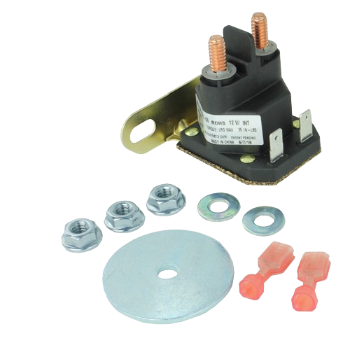 Starting aid solenoid with mounting bracket, nuts, washers, and insulated terminal connectors for tools and home improvement projects