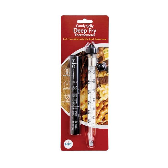 HIC Candy & Deep Fry Thermometer with metal clip, clear temperature markings for kitchen gadgets under $50 category