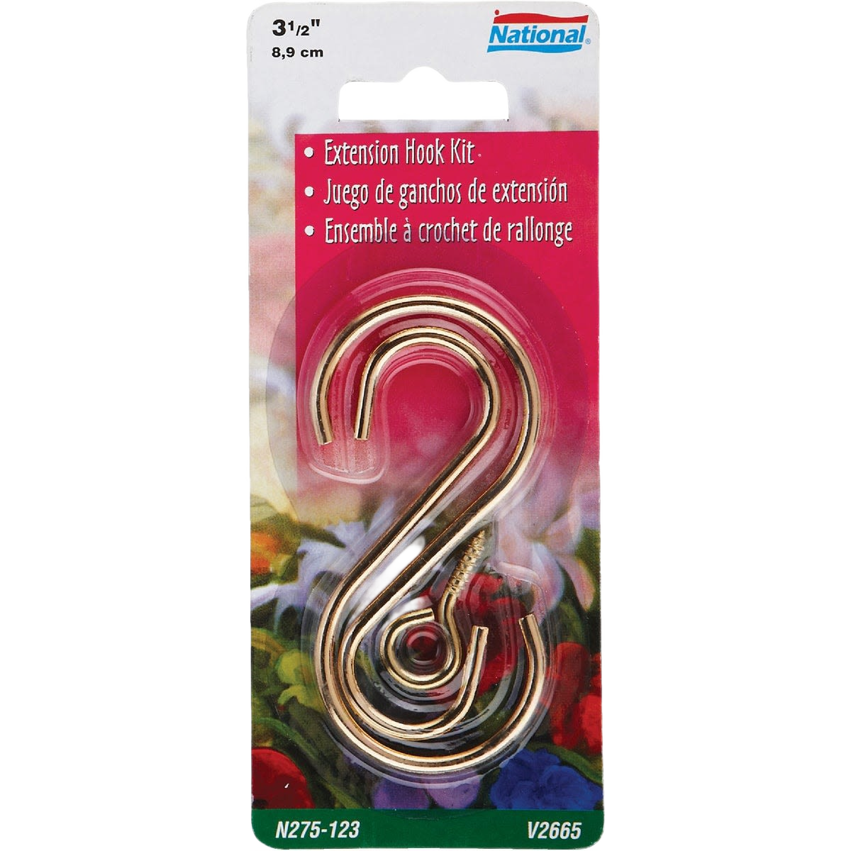 Brass steel extension hook kit in 3-1/2 inch size designed for home improvement and tools use