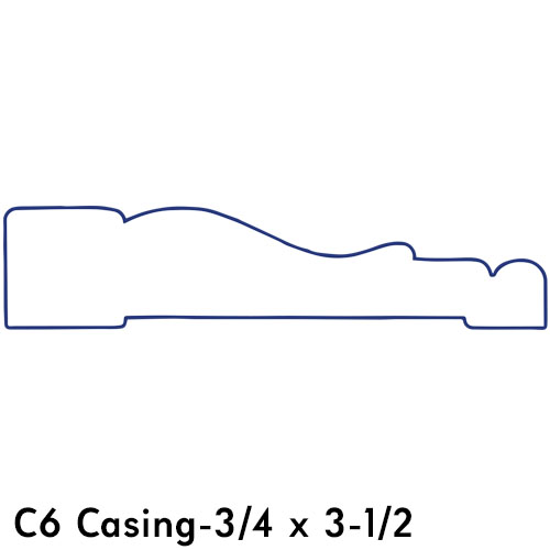 Profile silhouette of MDF casing molding for home improvement and carpentry applications