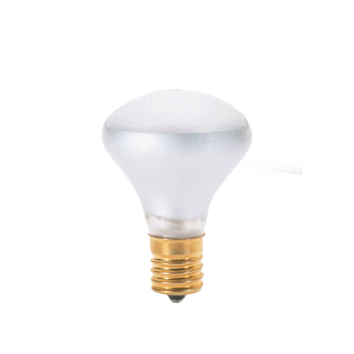 White incandescent floodlight bulb with brass screw base for lighting and electrical home improvement collections