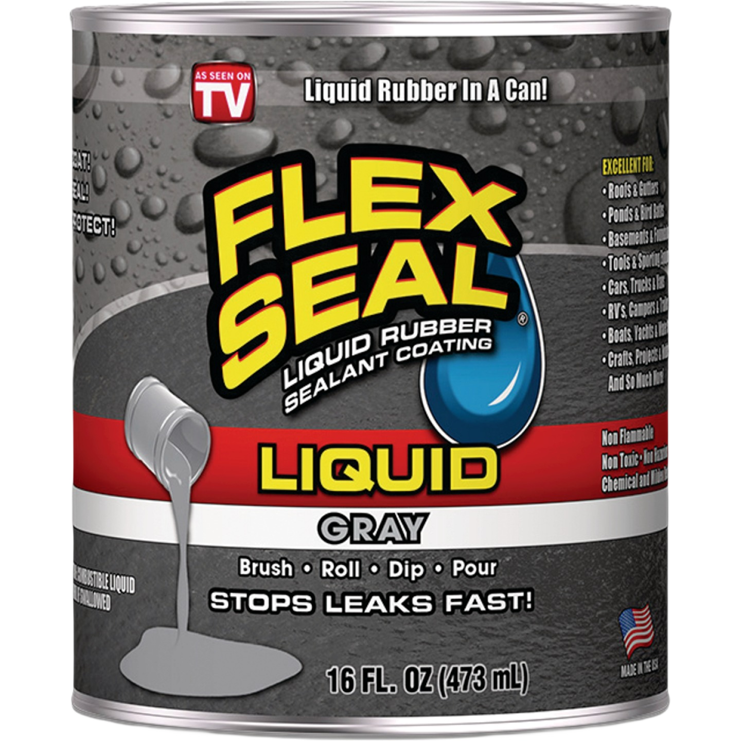 Gray liquid rubber sealant can for waterproofing and protection in stains, sealers, and home improvement supplies collections