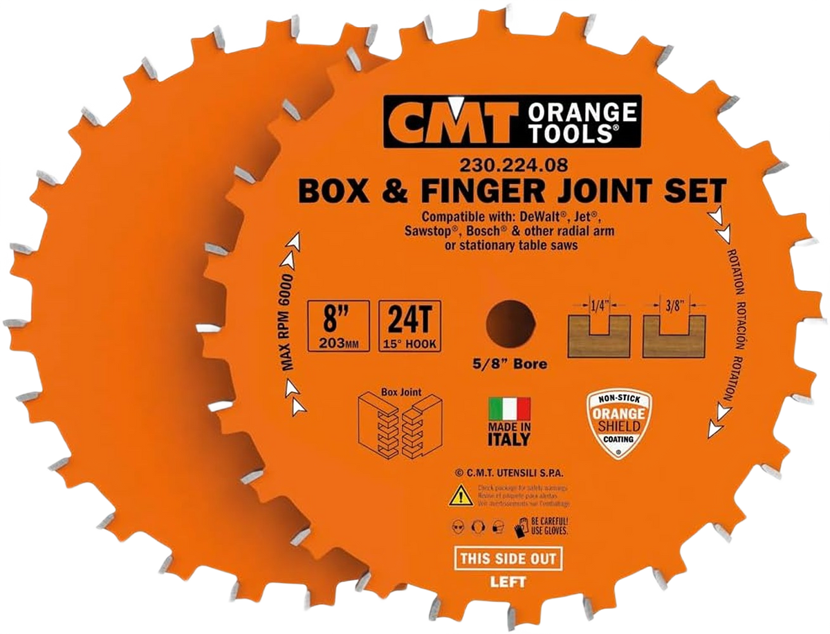 CMT Orange Tools 8" 24T Box & Finger Joint Blade Set