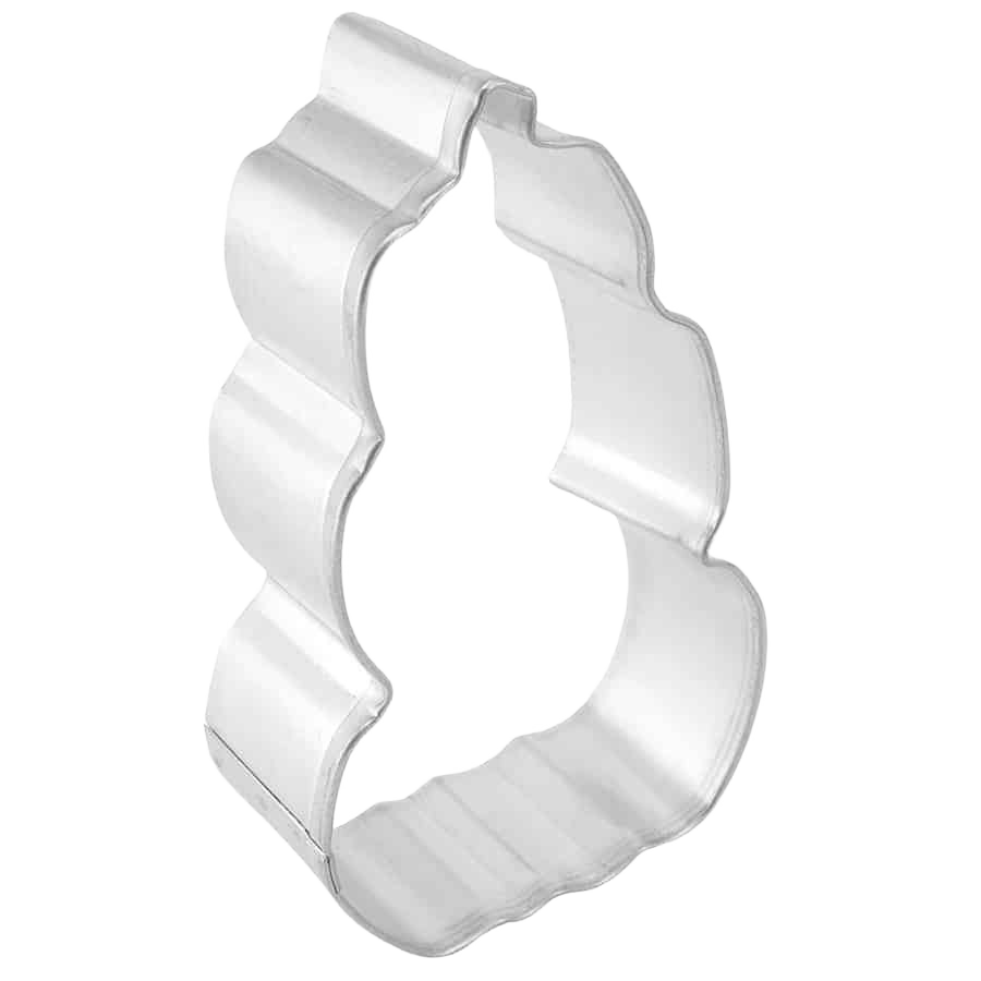 Metal cookie cutter shaped like a stacked pumpkin design for seasonal baking and kitchen use, 4 inches tall