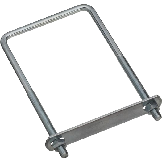 Zinc square U bolt with threaded ends and mounting plate for fastening wood or metal in hardware and fastener projects under $50