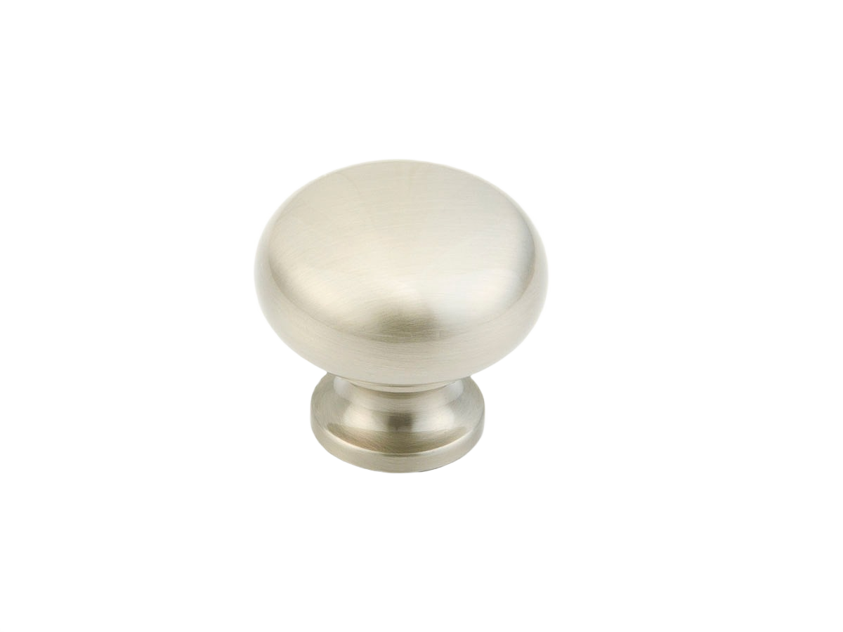 Round solid brass cabinet knob with satin nickel finish for hardware and furniture accessories under $50 collections