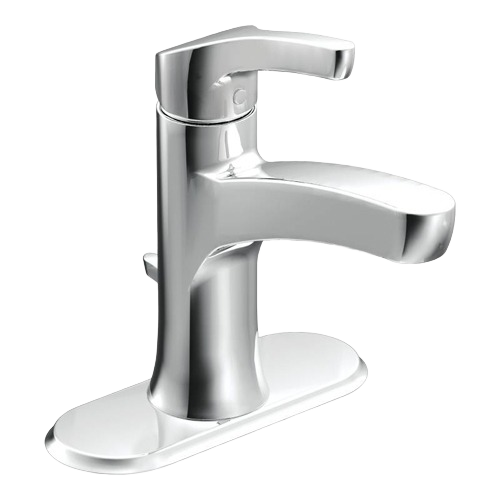 Chrome one-handle high arc bathroom faucet with a sleek design for modern bathroom and plumbing upgrades