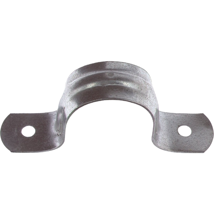 Zinc-plated steel conduit strap with two holes for securing rigid and intermediate conduit in electrical applications under $50