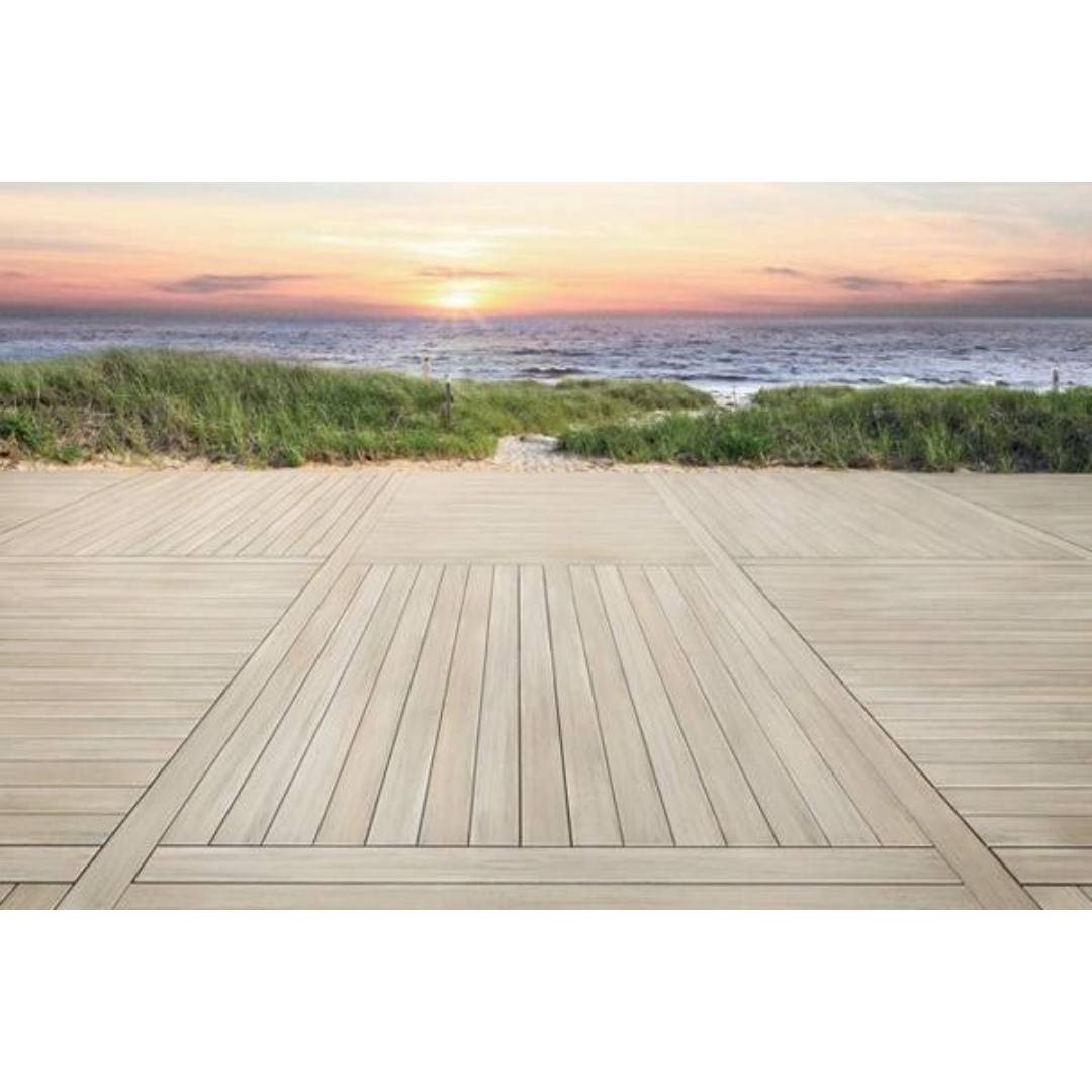 Outdoor decking with French white oak finish featuring cathedral grain, part of TimberTech lumber and decking materials collection
