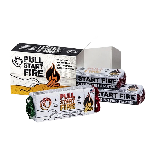 Pack of compact fire starters designed for easy, windproof, and rainproof fire lighting in outdoor living and fire pits.