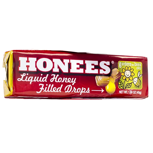 Package of honey filled cough drops in red wrapper from candy and food collections under 50 dollars