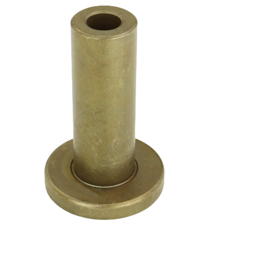 Cylindrical metal idler pivot bushing with flange designed for automotive and John Deere machinery parts collections