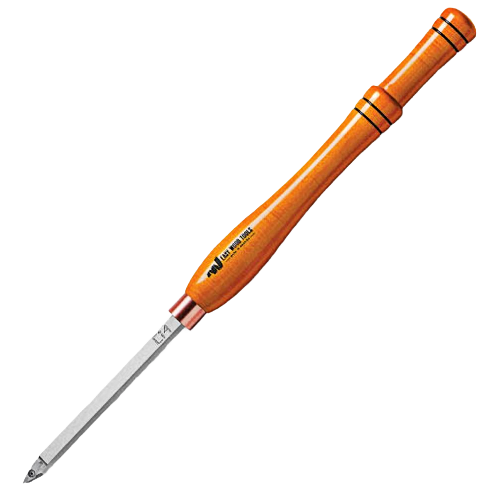 Woodworking detailer tool with wooden handle and long cutting blade for precision carving in woodworking tools collection