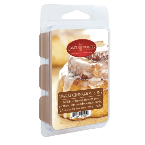 Pack of warm cinnamon buns scented wax melts designed for use with candle warmers and home fragrance systems