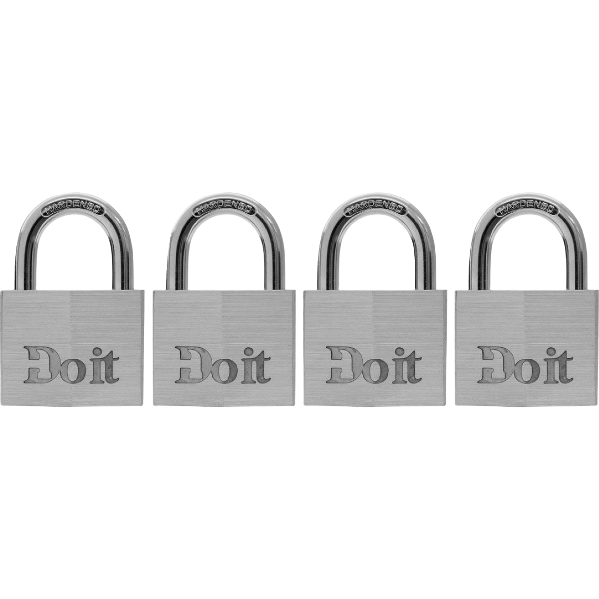 Set of four 1-1/2 inch aluminum keyed padlocks with durable construction for hardware and fasteners collections under $50