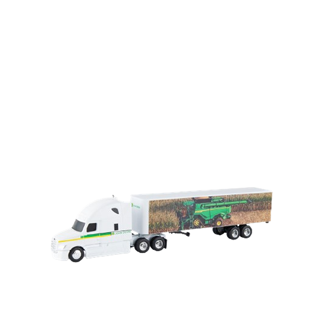 White 1:64 scale toy semi-truck with trailer featuring combine graphics for Vehicles & Remote Controlled Toys collections