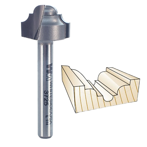 Precision router bit with rounded cutting edge for raised panels and bold woodworking accents under $100.