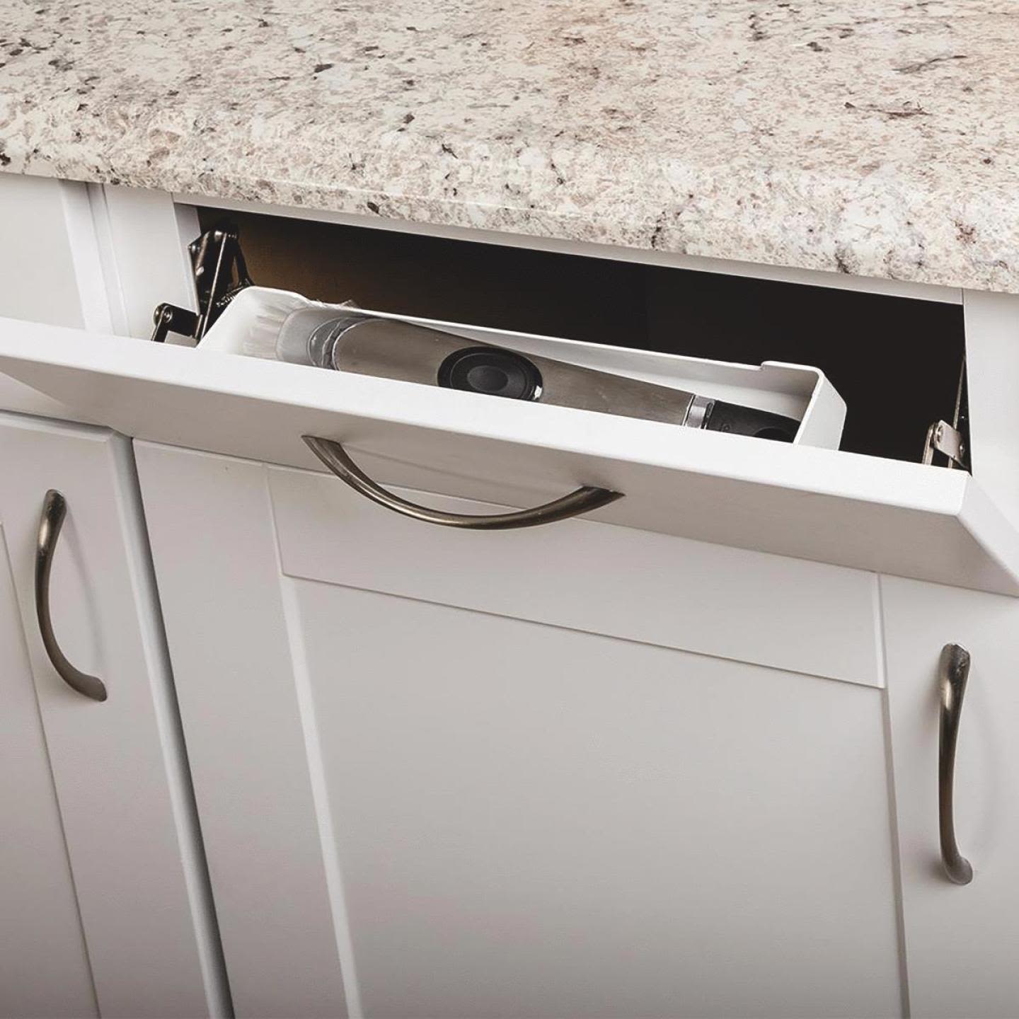 White steel in-cabinet sink front tray with hinge kit for kitchen storage and organization under $50 collections