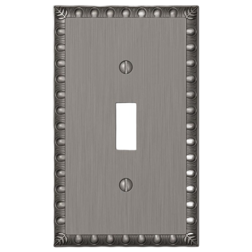 Antique nickel toggle wall plate with egg and dart border design for home improvement projects