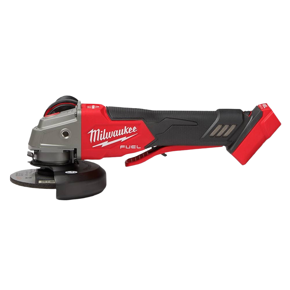 Red and black cordless variable speed grinder with paddle switch and ergonomic grip for tools and home improvement tasks