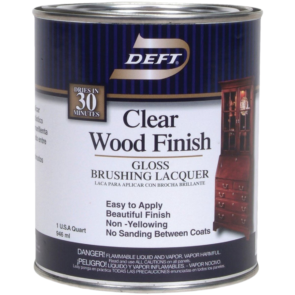 Can of clear gloss brushing lacquer for wood finishing in stains, sealers & finishes and paint supplies collections