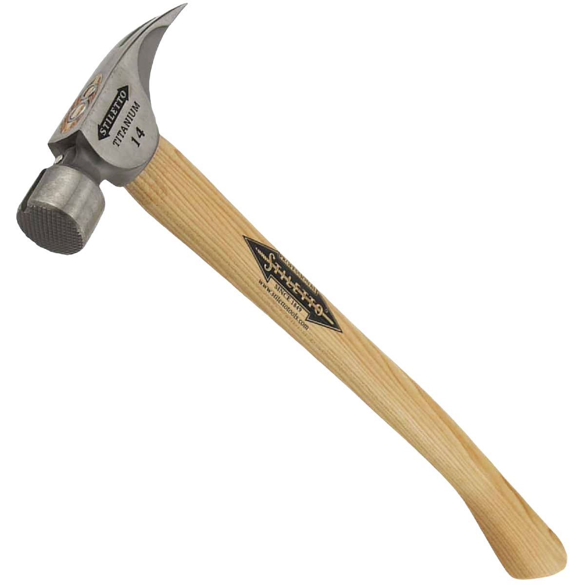 Framing hammer with milled face and curved hickory handle designed for tools and home improvement projects