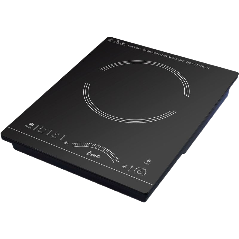 Sleek black portable induction cooktop with touch controls and single cooking zone in kitchen appliances collection