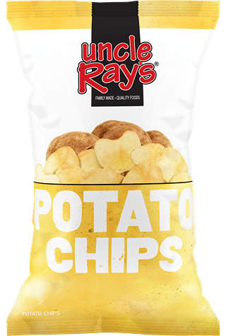 Yellow and white bag of Uncle Ray's potato chips from Chips & Snacks and Food & Beverage collections