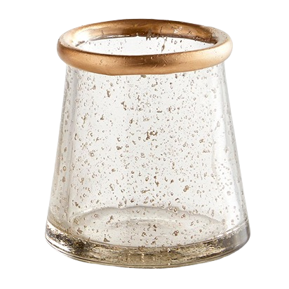 Glass vase with gold rim and speckled base, ideal for elegant home accents and decor collections under $50
