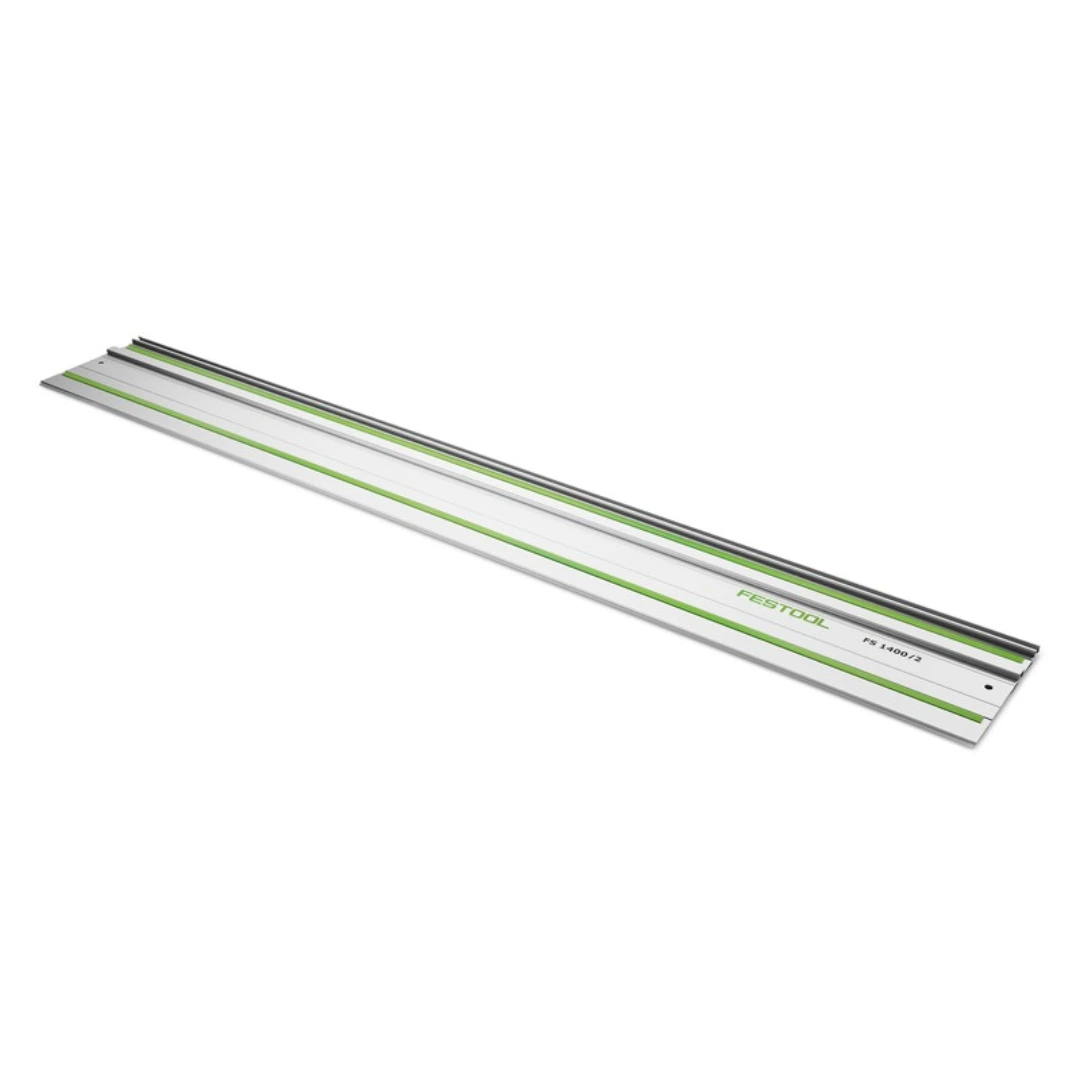 Aluminum guide rail with integrated rail clamp for precise straight cuts in woodworking tool accessories collection