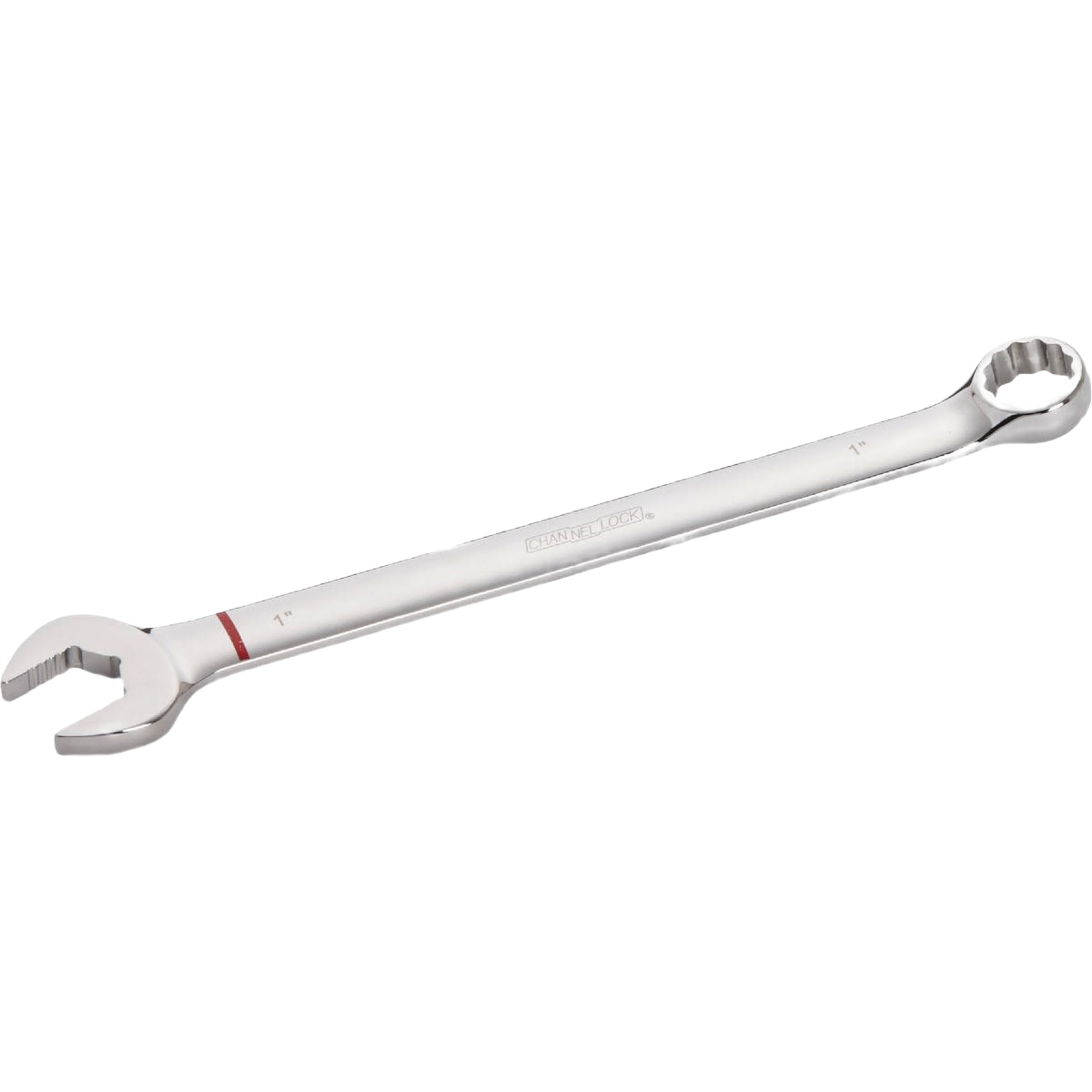 Polished steel combination wrench with 12-point box end and open-end for tools and home improvement tasks