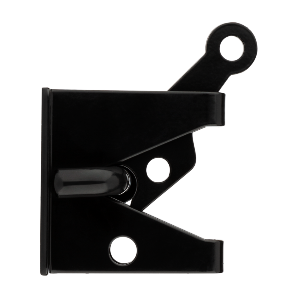 Black durable gate latch with sleek design for right or left hand use in gate hardware and home improvement projects under $50