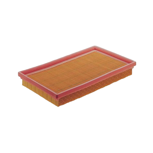 Rectangular air filter element with pleated design and red frame for woodworking dust extraction tools under $100