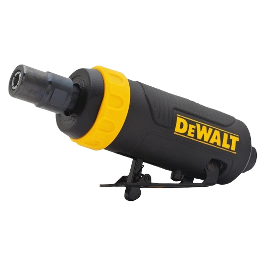 Compact pneumatic straight die grinder with black and yellow housing for industrial and home improvement tasks