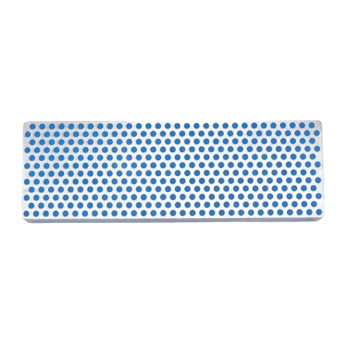 Rectangular diamond sharpening stone with blue circular abrasive surfaces for woodworking tool accessories and home improvement
