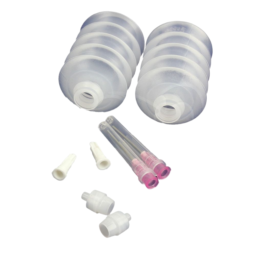 Pair of accordion-style squeeze bottles with precision tips for glue and sealant application in paint and home improvement tools under $50