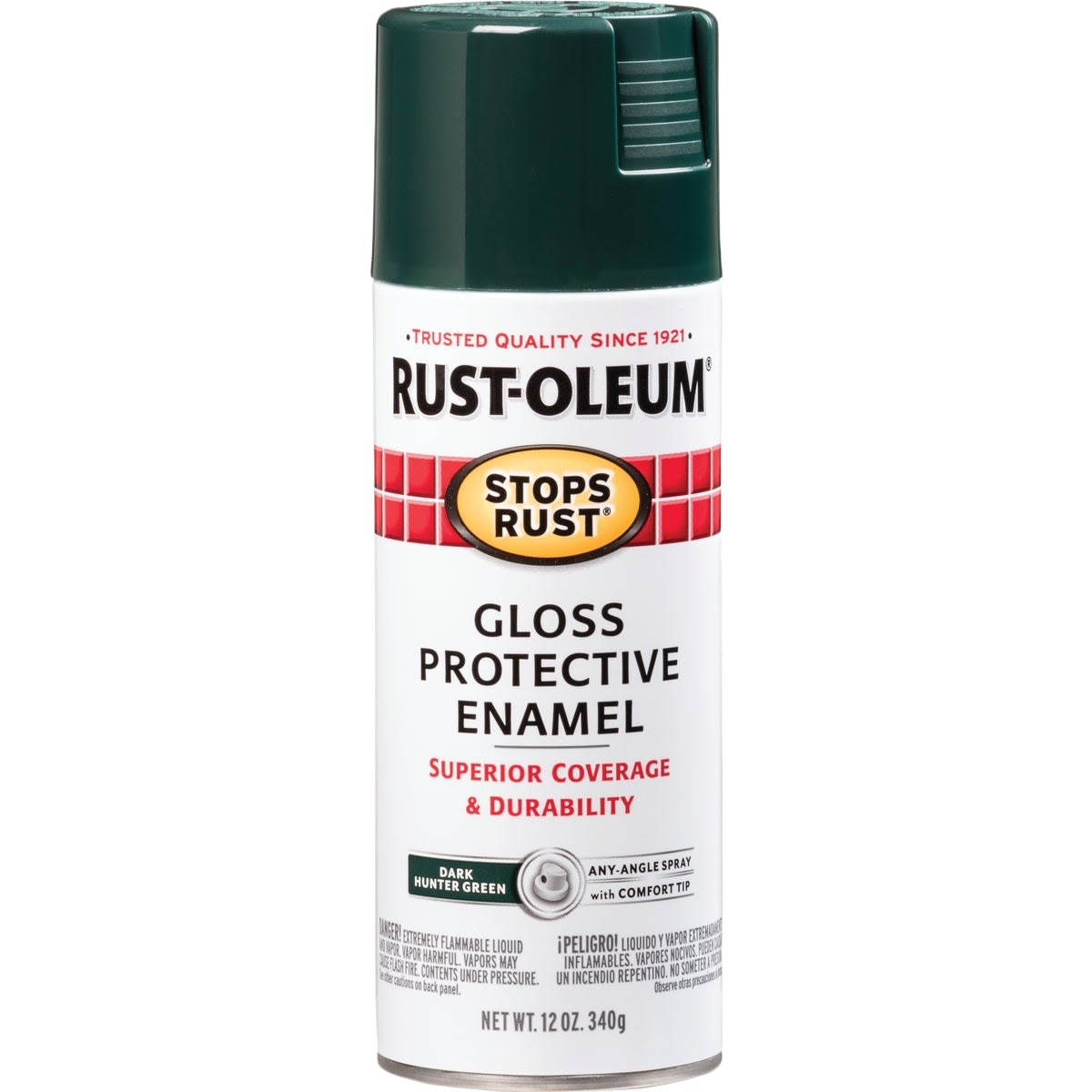 Rust-Oleum dark hunter green gloss enamel spray paint in protective finish for home improvement tools under $50