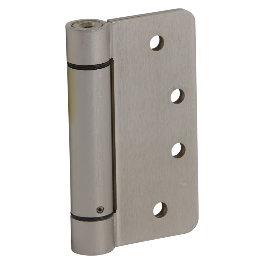 4-inch satin nickel spring hinge with 1/4-inch radius edge for doors in home improvement and hardware projects under $50