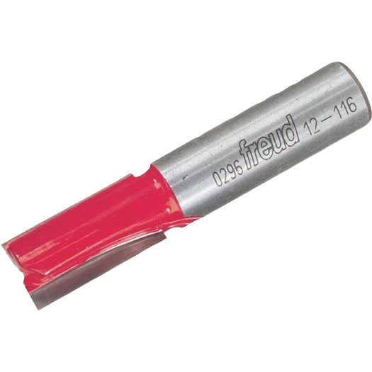 Carbide tip double flute straight bit with red coating for precise woodworking in tool accessories and drill bits collections