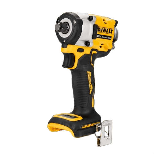 Yellow and black cordless impact wrench with hog ring anvil designed for home improvement and power tool use