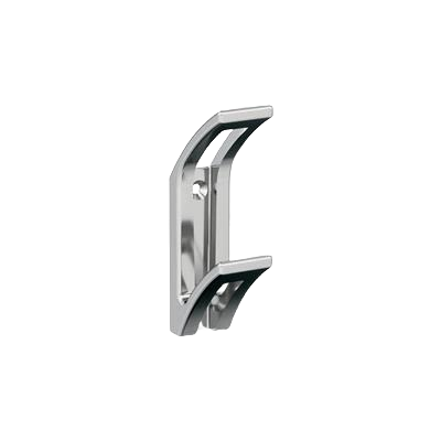 Polished chrome double prong wall hook for bathroom or storage organization in modern home improvement collections