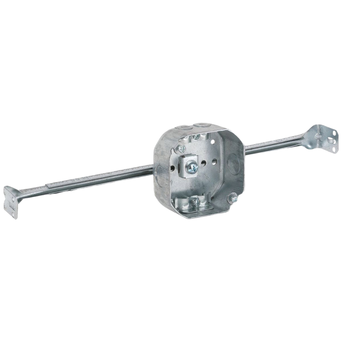 Adjustable steel octagon electrical box with mounting brackets for ceiling and wall fixture installation under $50 collections